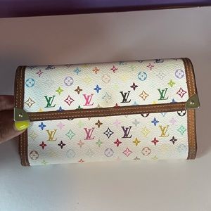 LOUIS VUITTON X Takashi Murakami Porte Trésor Wallet White Monogram Multicolore